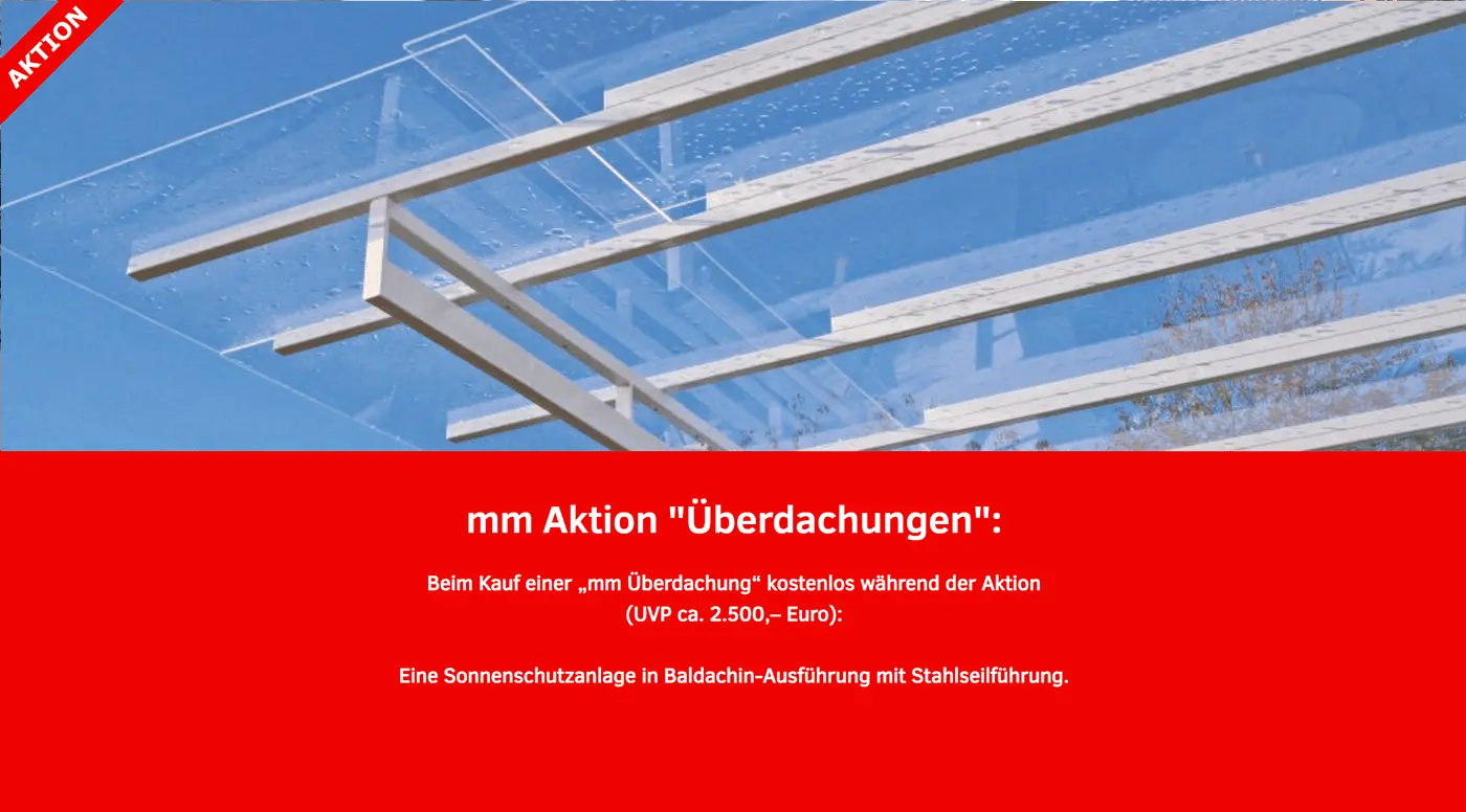 Aktionsplakat für mm Terrassendächer