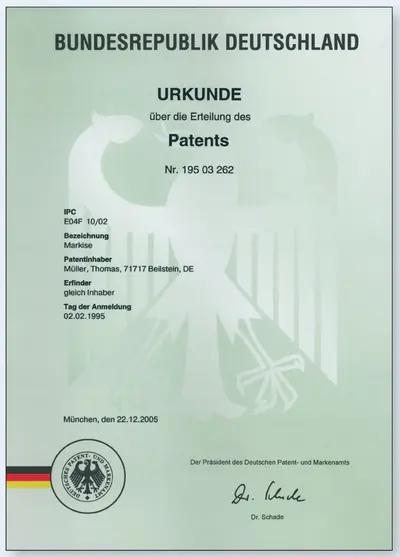 Patenturkunde 1