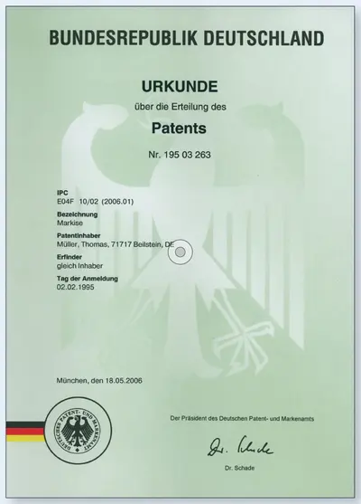 Patenturkunde 2