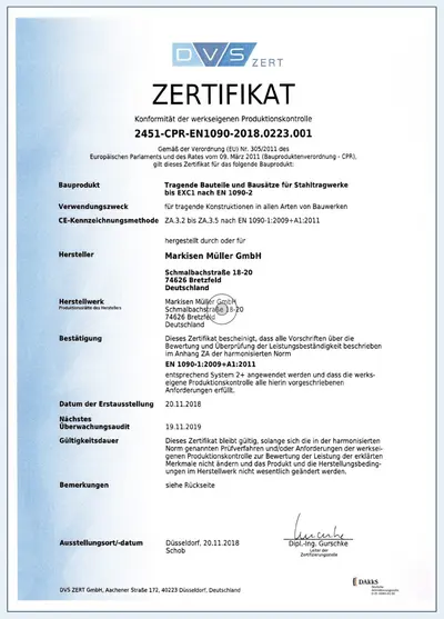 DVS-Zertifikat für Bauteile